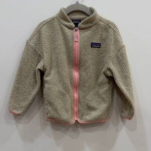 Patagonia Kids' Tan Fleece Jacket with Pink Accents